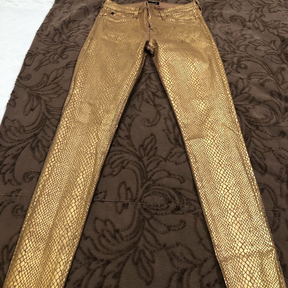 Womens HUDSON metallic skinny snakeskin jeans 26